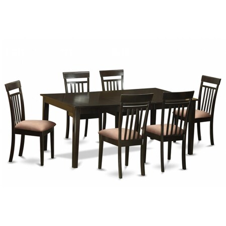 East West Furniture 7 Piece Formal Dining Room Set-Dinette Table Featuring Leaf and 6 Dining Room Chairs HECA7-CAP-C